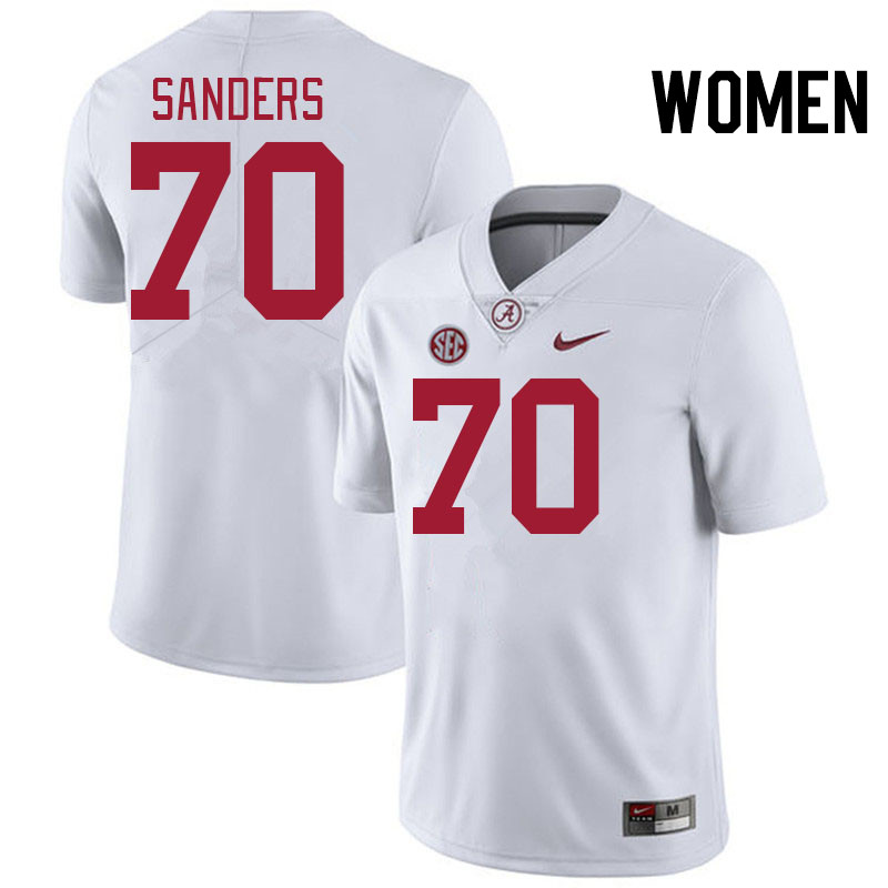 Women #70 William Sanders Alabama Crimson Tide College Football Jerseys Stitched-White